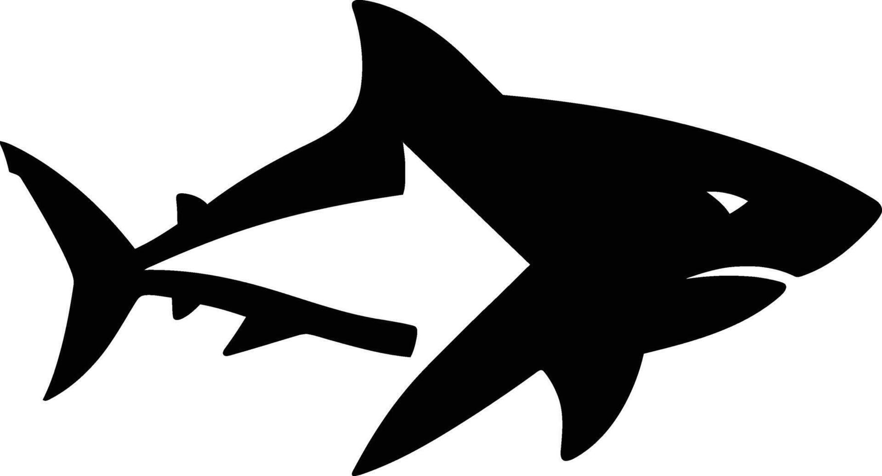 Powerful Shark Silhouette Against a White Background, Aggressive Shark Art vector