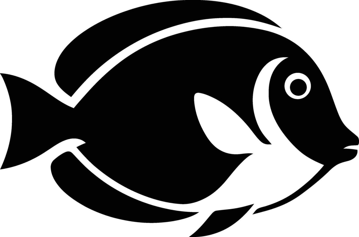 Simple Black and White Fish Silhouette, Minimalist Fish Design vector