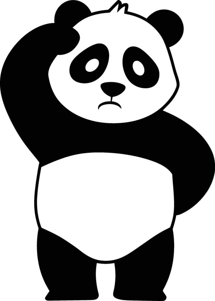 Sad Looking Panda Illustration, Worried Cartoon Panda Character vector