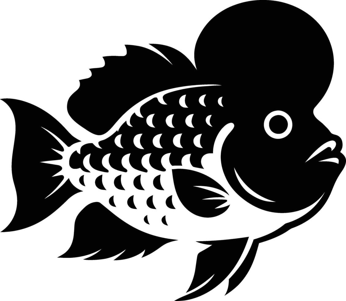 Striking Black and White Illustration of a Decorative Fish, Bold Artistic Fish Design vector