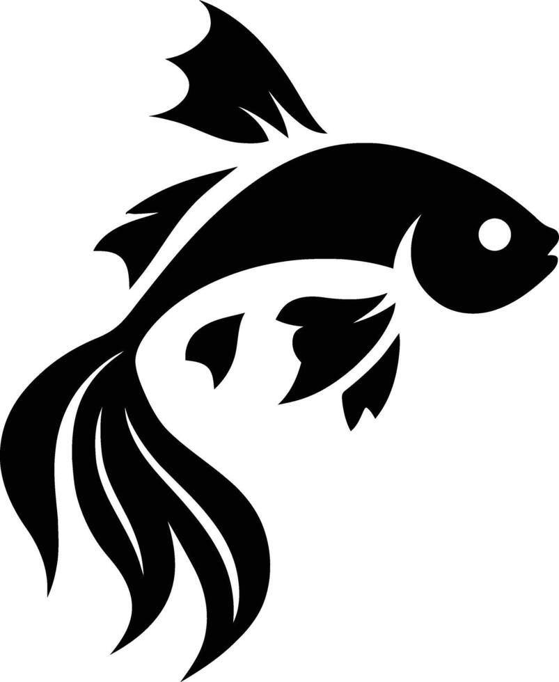 Ornamental Fish Silhouette Graphic, Artistic Fish Design Illustration vector