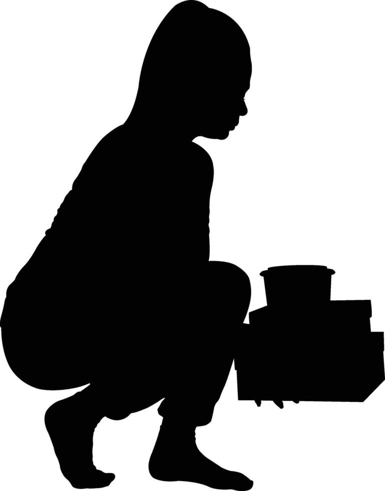 Person Lifting Boxes Silhouette, Worker Carrying Boxes Silhouette vector