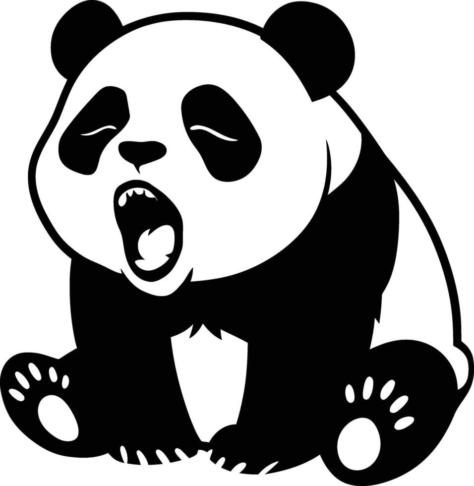 Open Mouth Panda Cartoon Style, Smiling Panda Design for Children vector