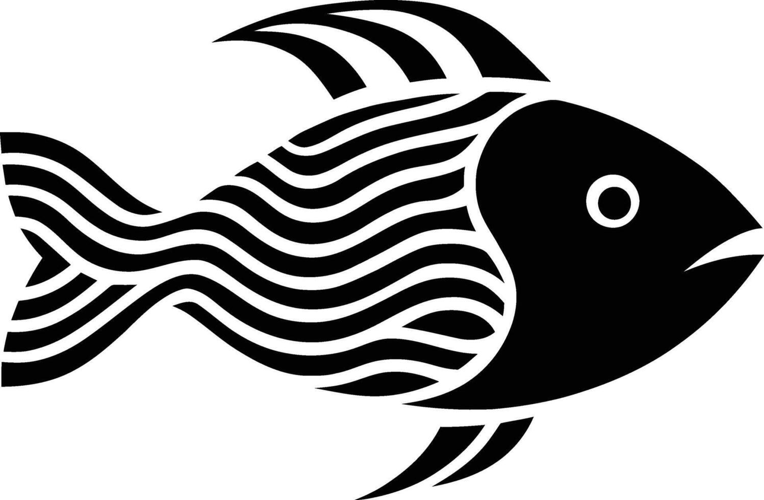 Stylized Black and White Fish Silhouette Design, Unique Fish Artwork vector