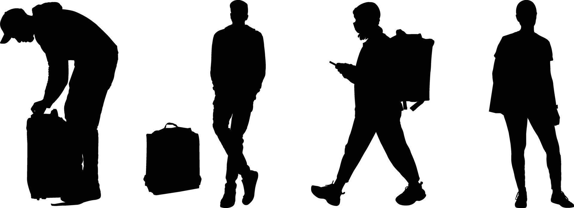 Delivery Man Lifting Boxes Silhouette, Delivery Woman Stacking Boxes Silhouette vector