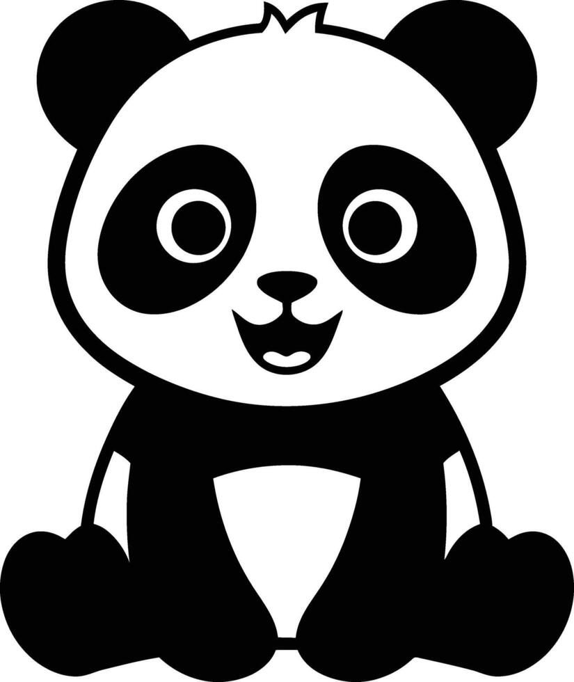 Happy Sitting Cartoon Panda, Joyful Panda Character Illustration vector