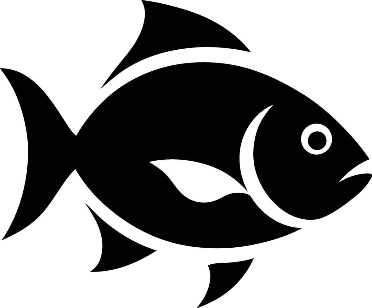 Simple black and white fish silhouette for design, Clean Fish Art vector
