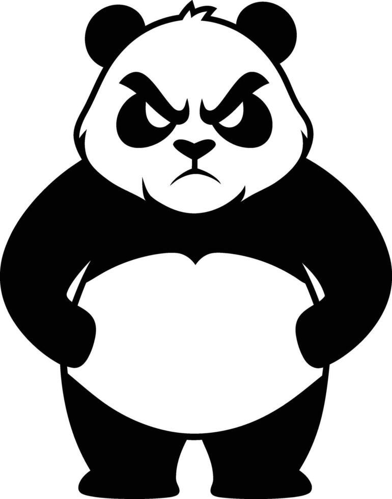 Angry Panda Character Art, Furious Cartoon Panda Design vector