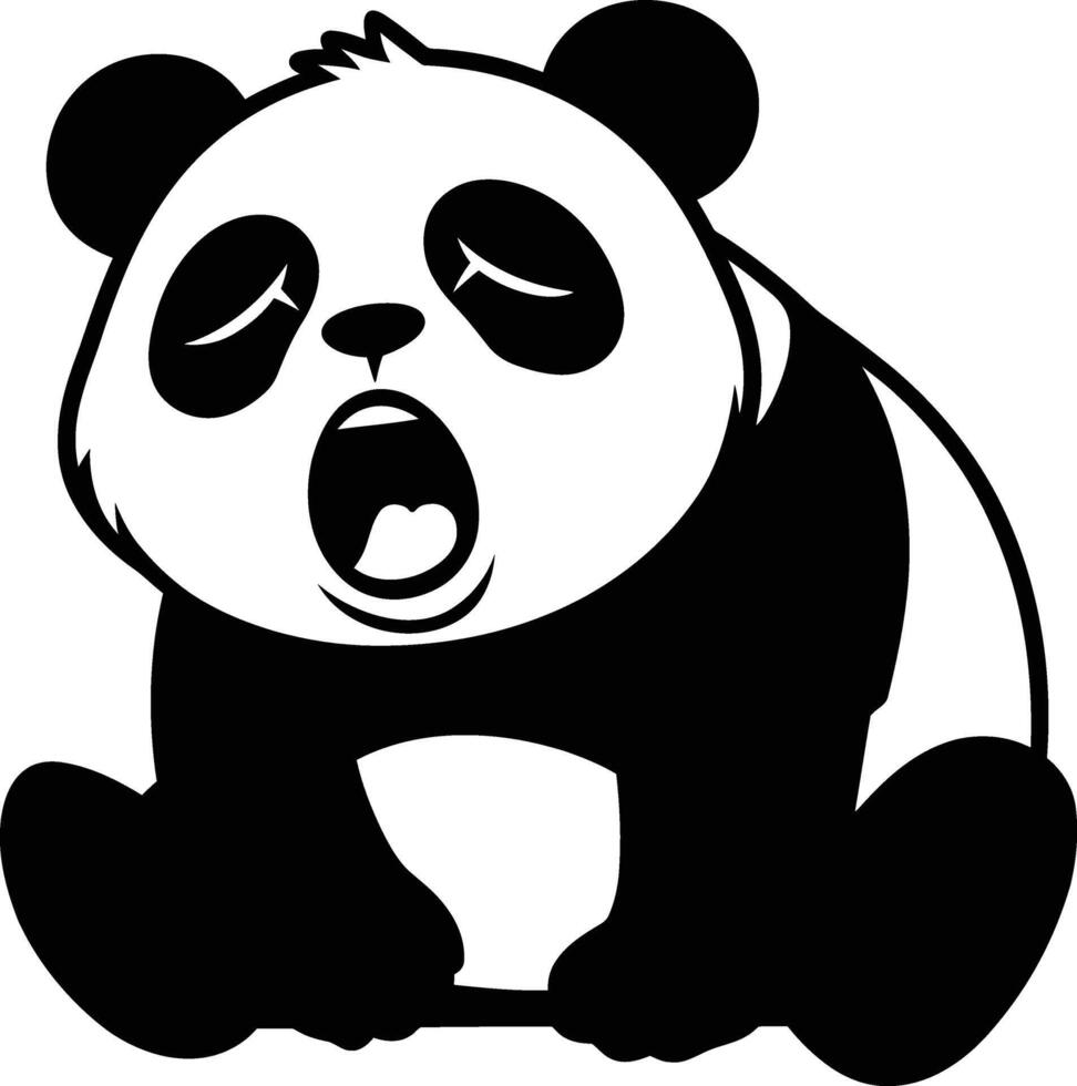 Cute Panda with Open Mouth Art, Cartoon Panda Face for Kids vector