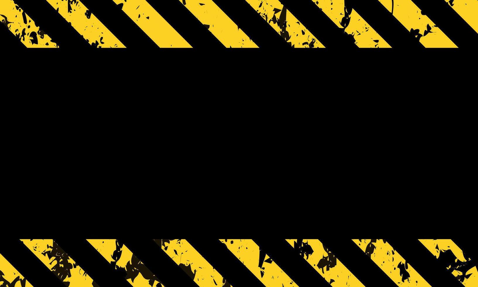 Warning grunge sign yellow stripe lines on black background with copy space. Blank retro warning sign. vector