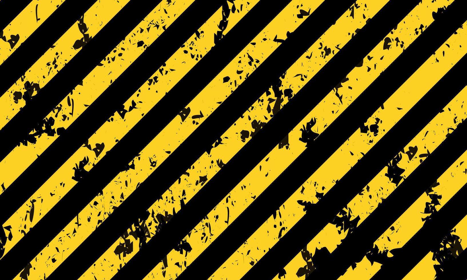 Warning diagonal grunge yellow and black stripes background. retro hazard stripes. vector