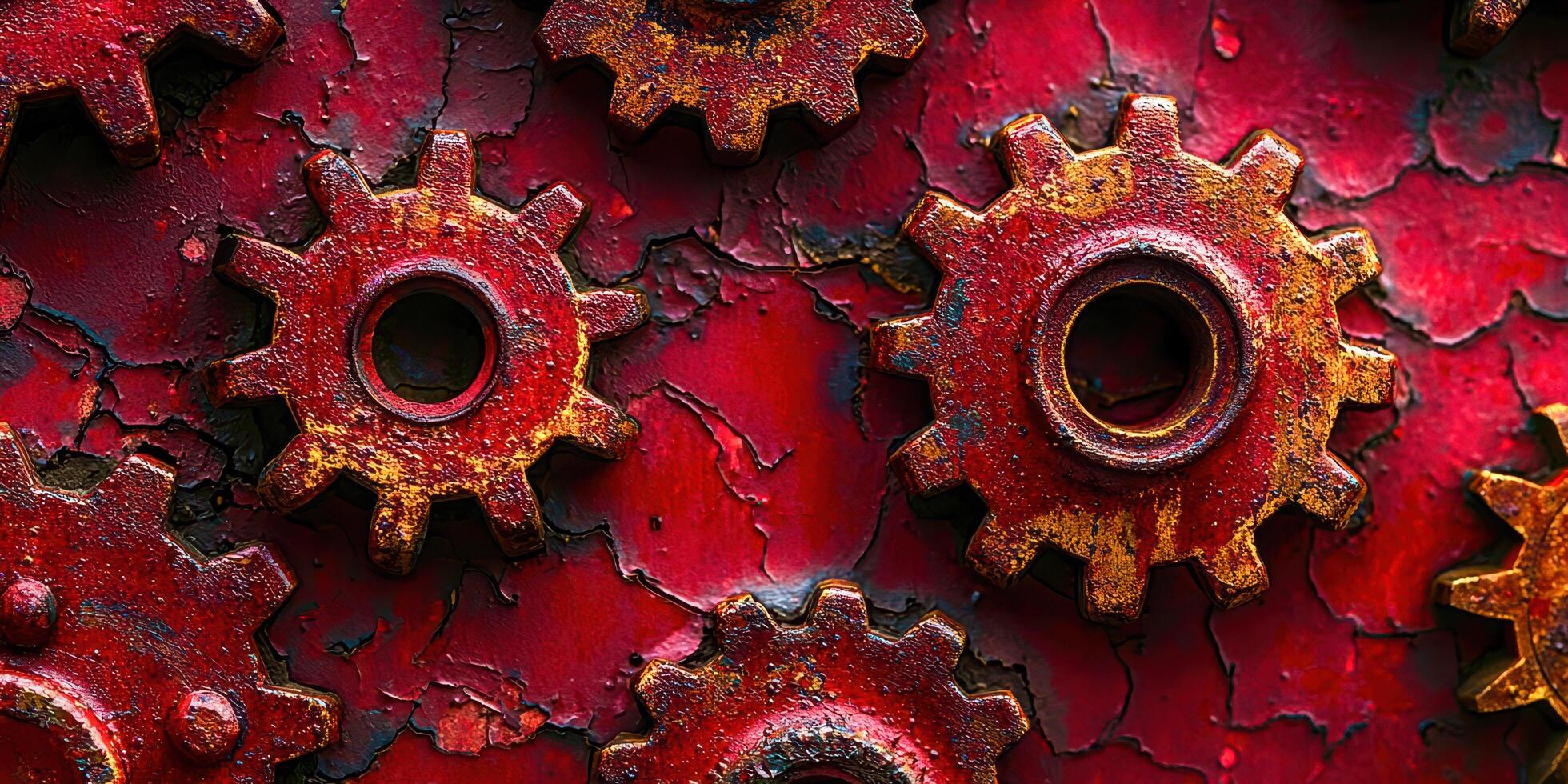 A close up of a red and rusty metal wall photo