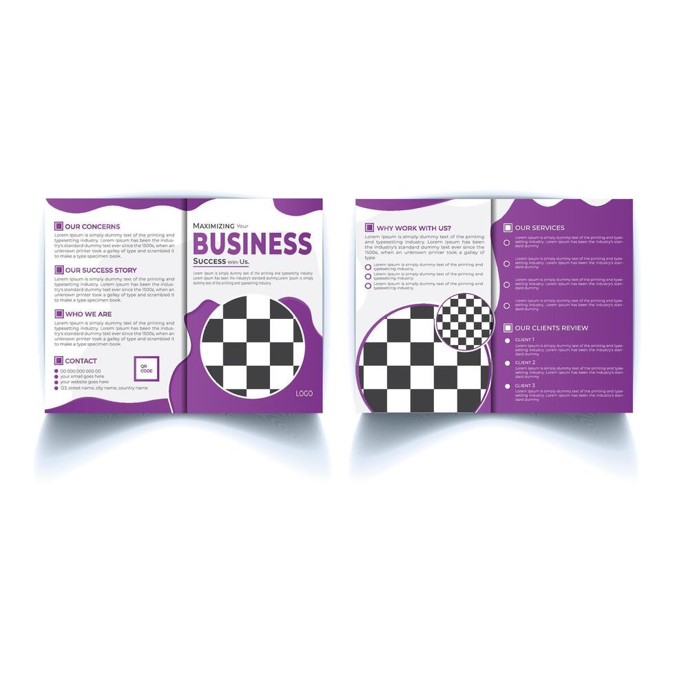 Business bifold brochure template layout design and modern bifold brochure template. vector