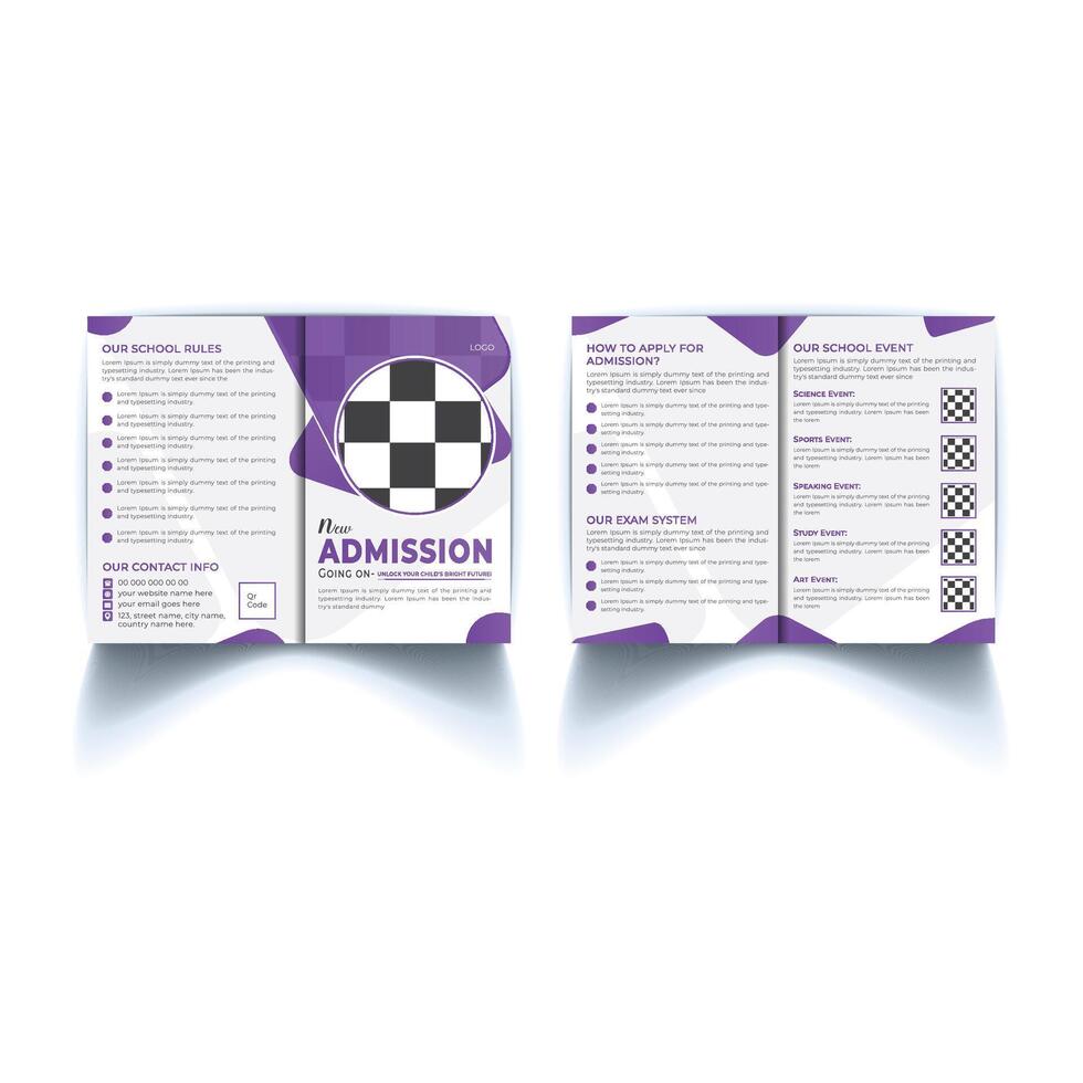 school admission bi fold brochure template, school bifold brochure, vector