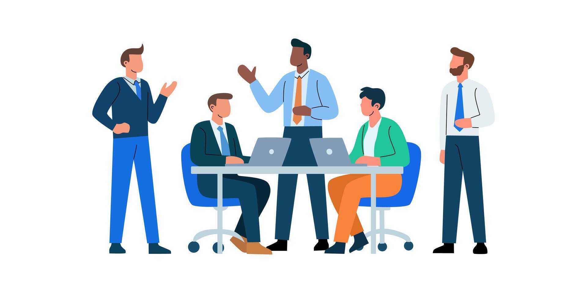 illustration of business people working together vector