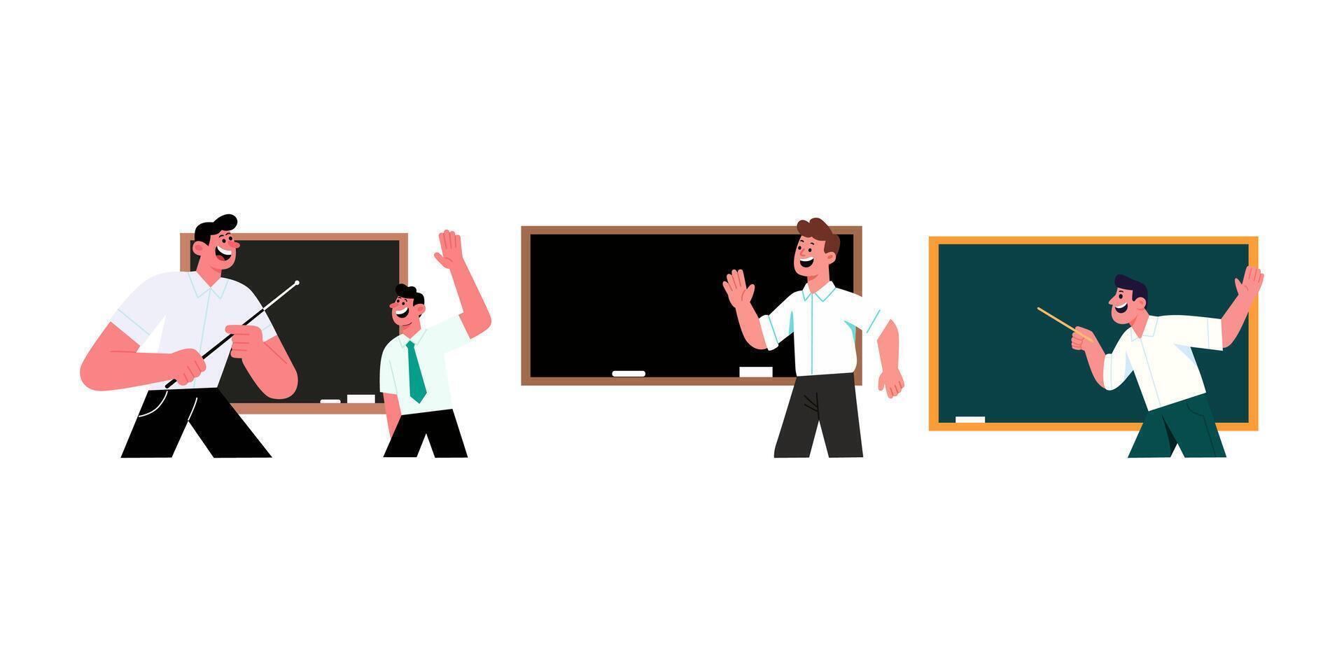 Teacher teaching students in classroom illustration vector