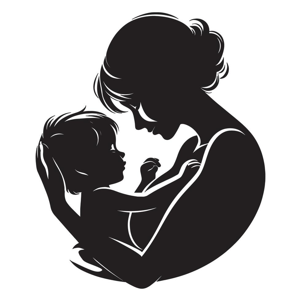Mother and Child Silhouette A Tender Moment of Motherhood, mothers day vector