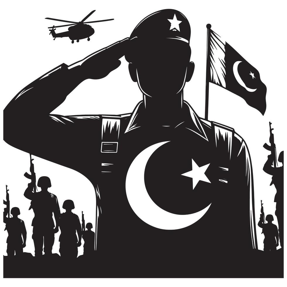 Pakistan army illustration national defense military soldier flag patriotic graphic design element silhouette vector
