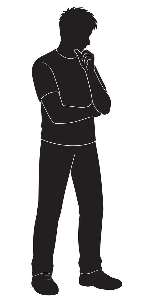 Silhouette illustration of a man thinking isolated on white background for design and creative use vector