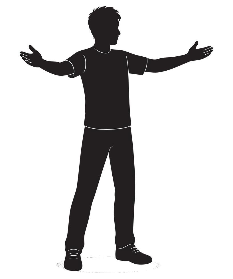 Silhouette of man with arms outstretched for design and creative projects open arms illustration vector