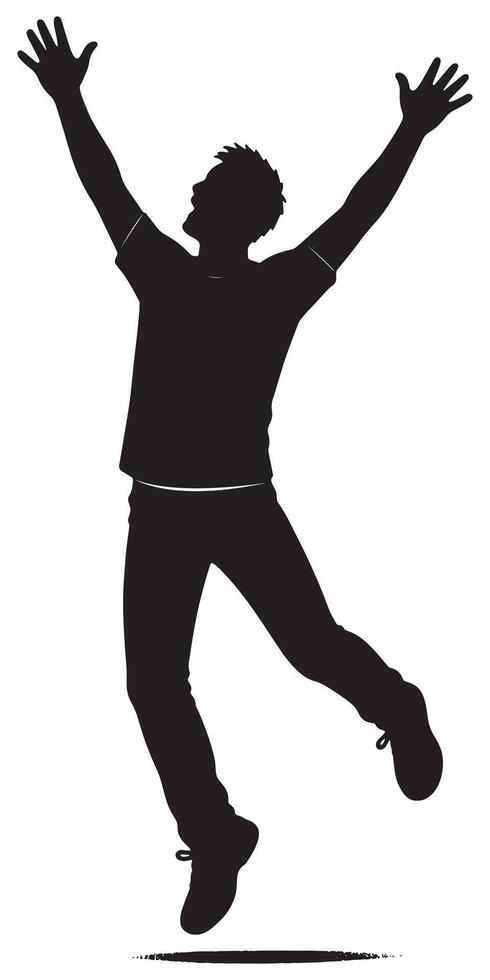 Silhouette of jumping man design element for graphic design and creative projects black and white style vector