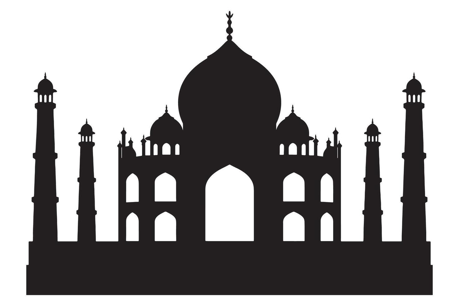 Taj mahal silhouette iconic architecture indian landmark travel destination famous building india tourism vector