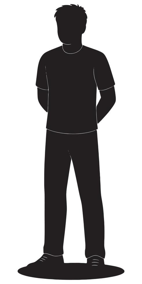 Standing silhouette of a person in casual attire for design and creative projects resource vector