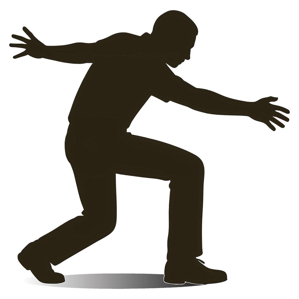 Silhouette of man bowling strike action sport activity pose isolated background design element graphic vector