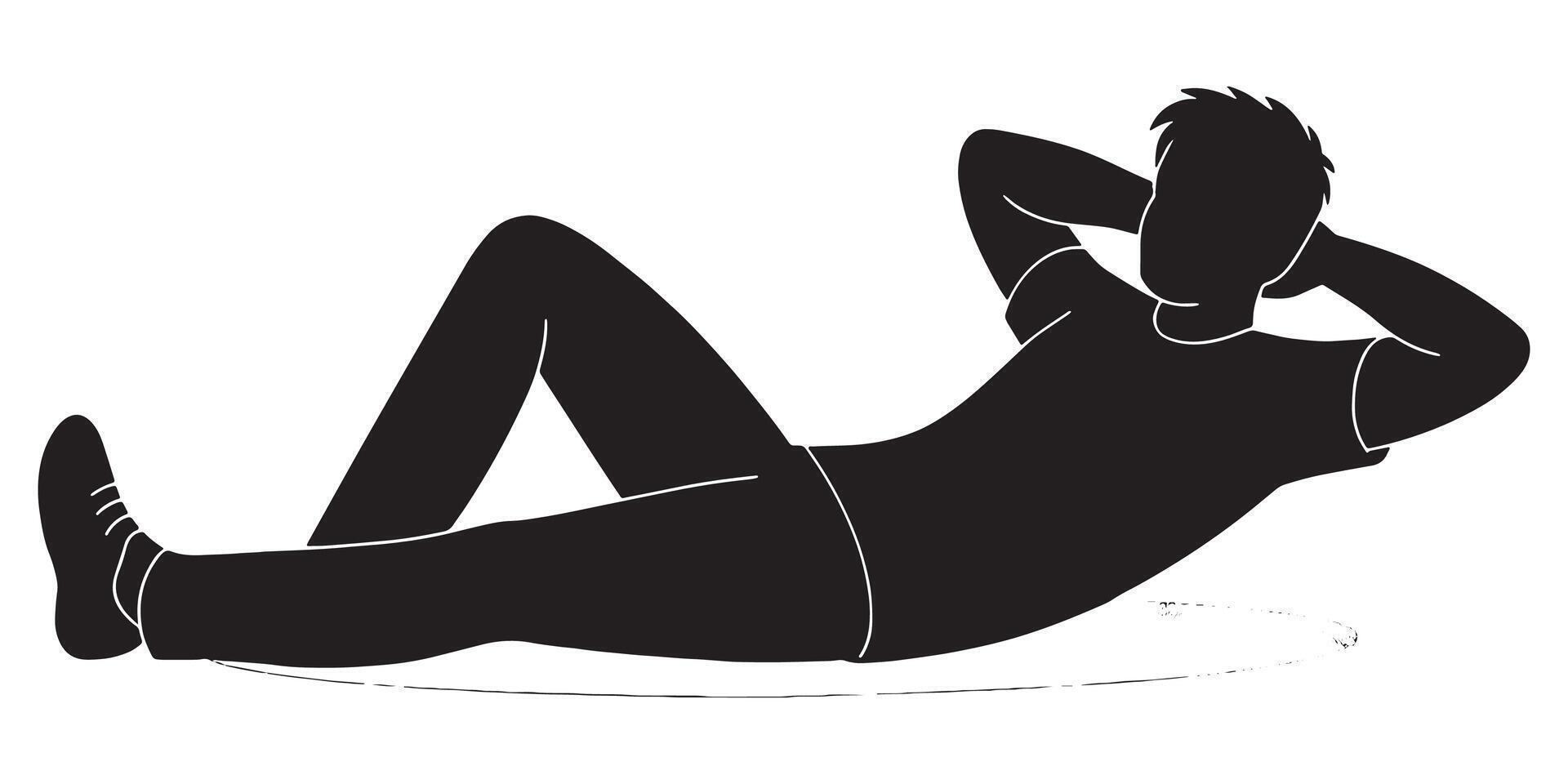 silhouette of a man lying on ground vector