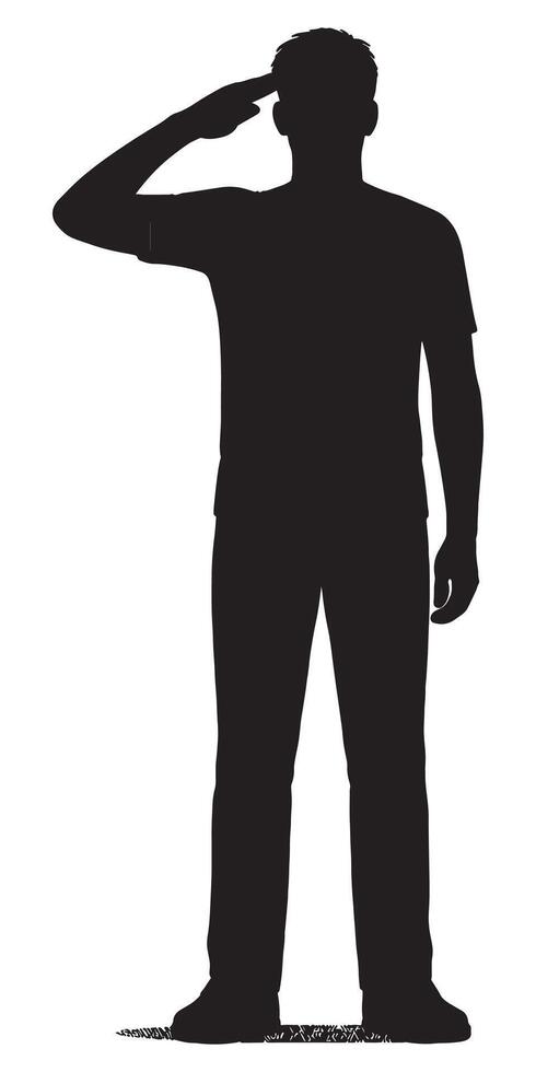 Silhouette of man saluting design element for military appreciation or memorial day graphic asset vector