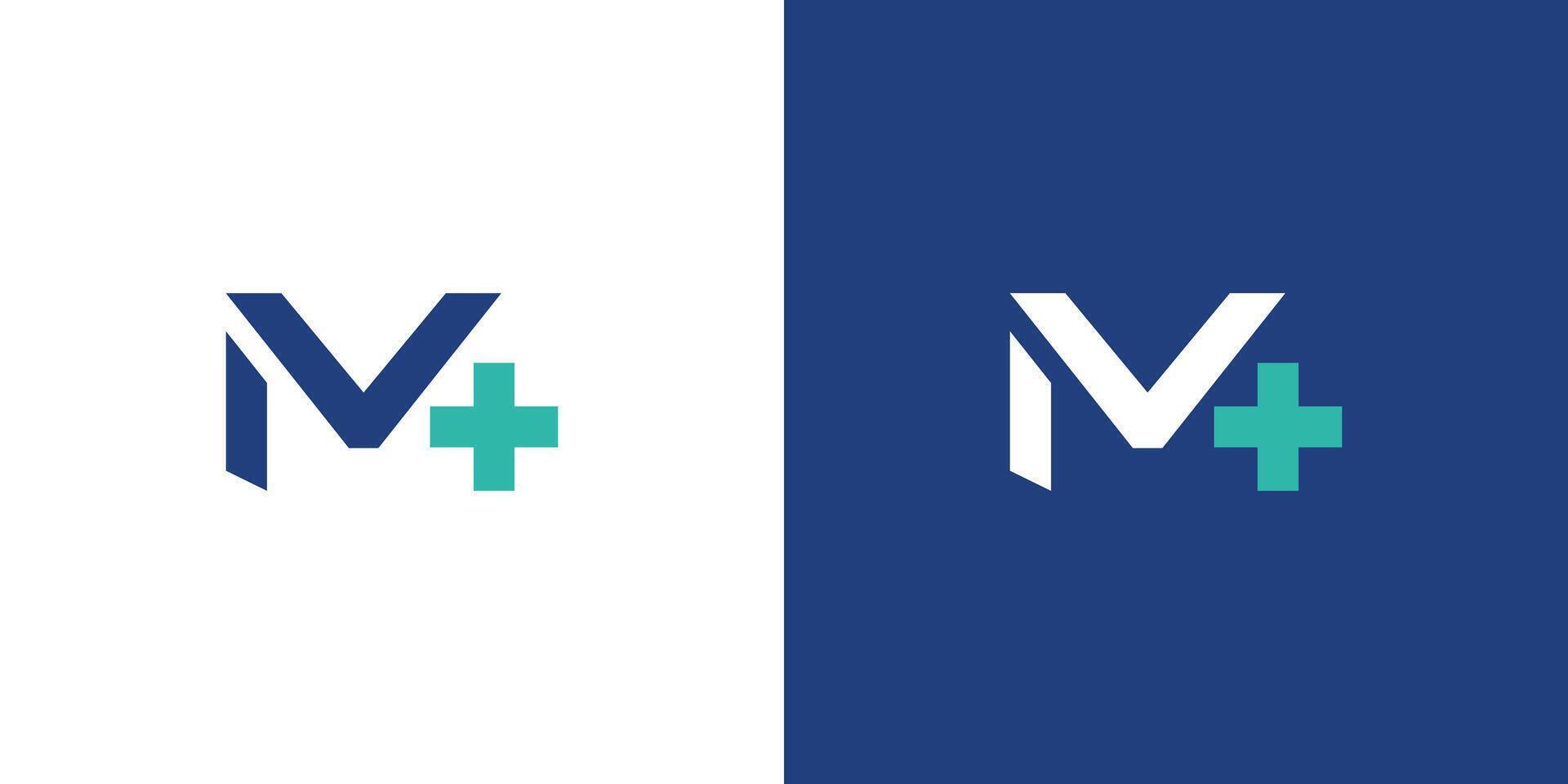Simple and modern M combination health logo design vector