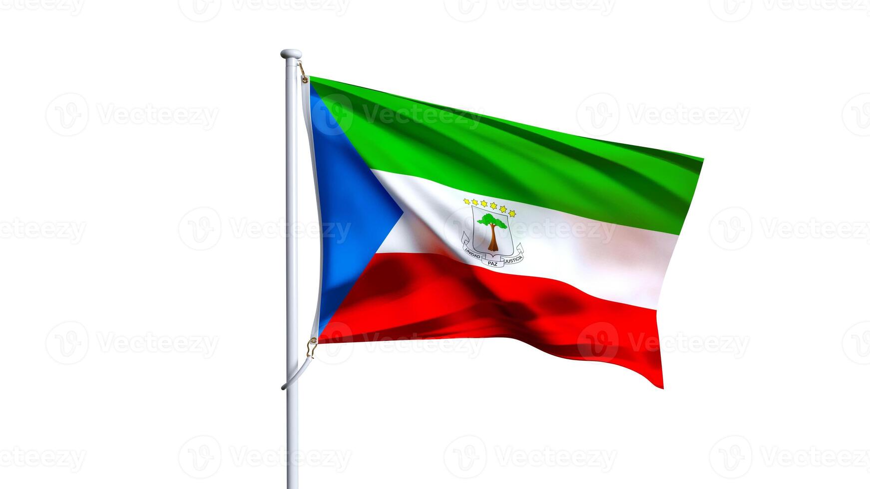 Waving flag of equatorial guinea isolated on transparent background. photo