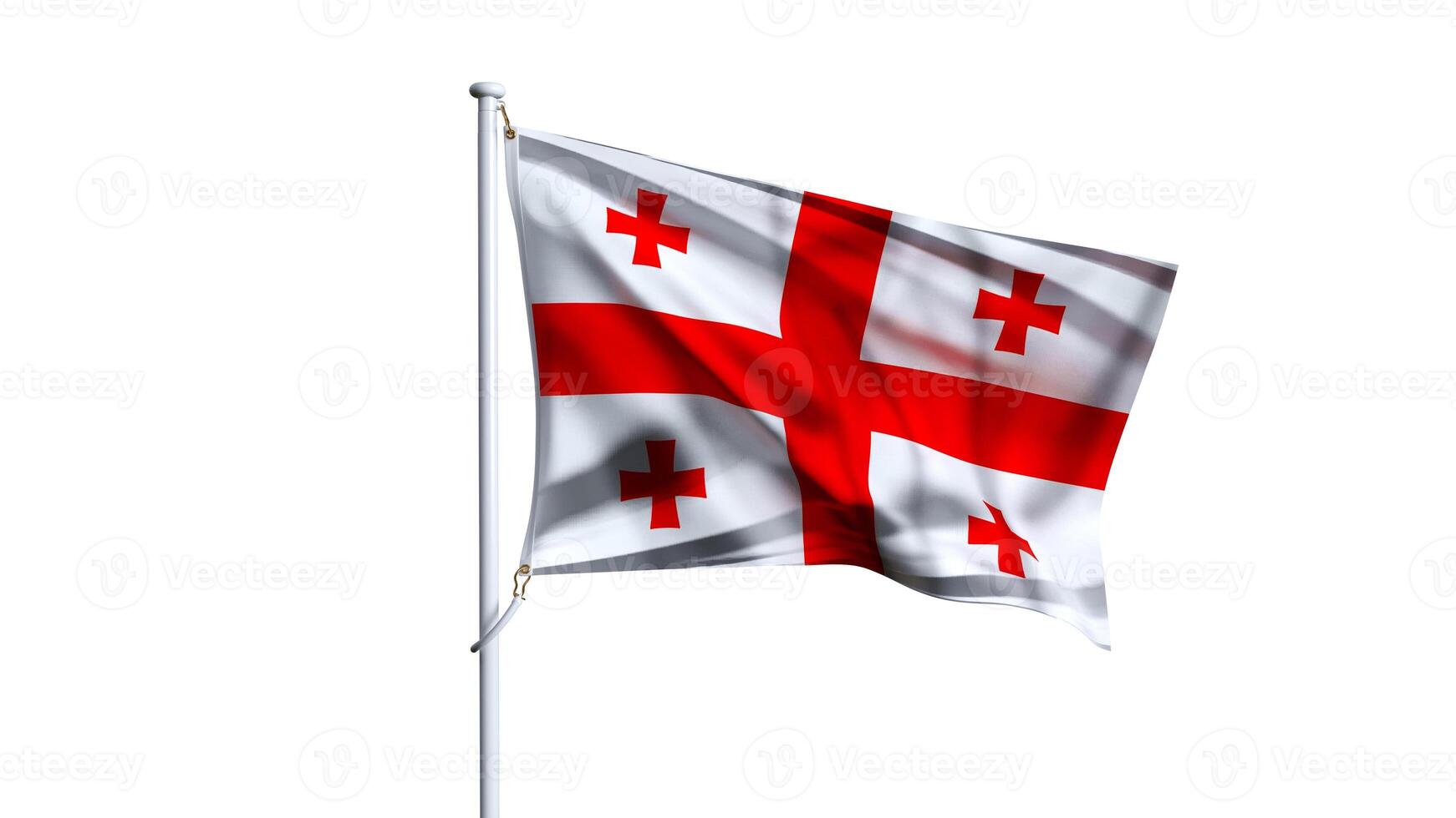Waving flag of georgia isolated on white background. photo