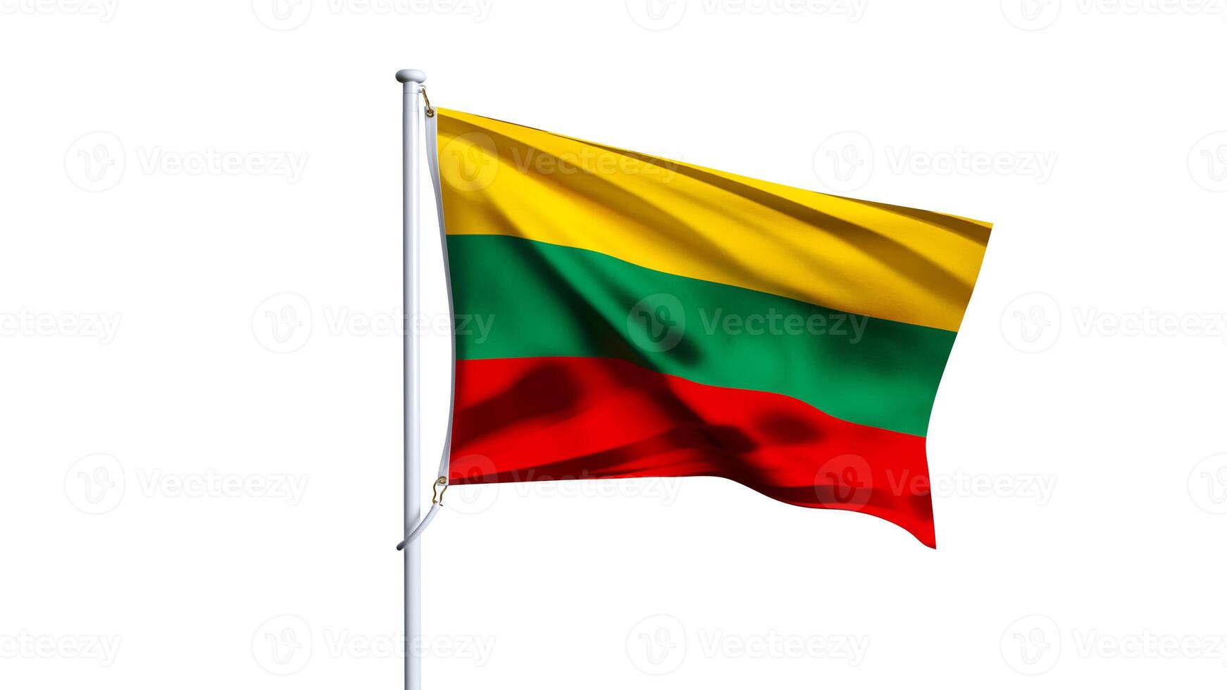 Waving flag of lithuania isolated on white background. photo