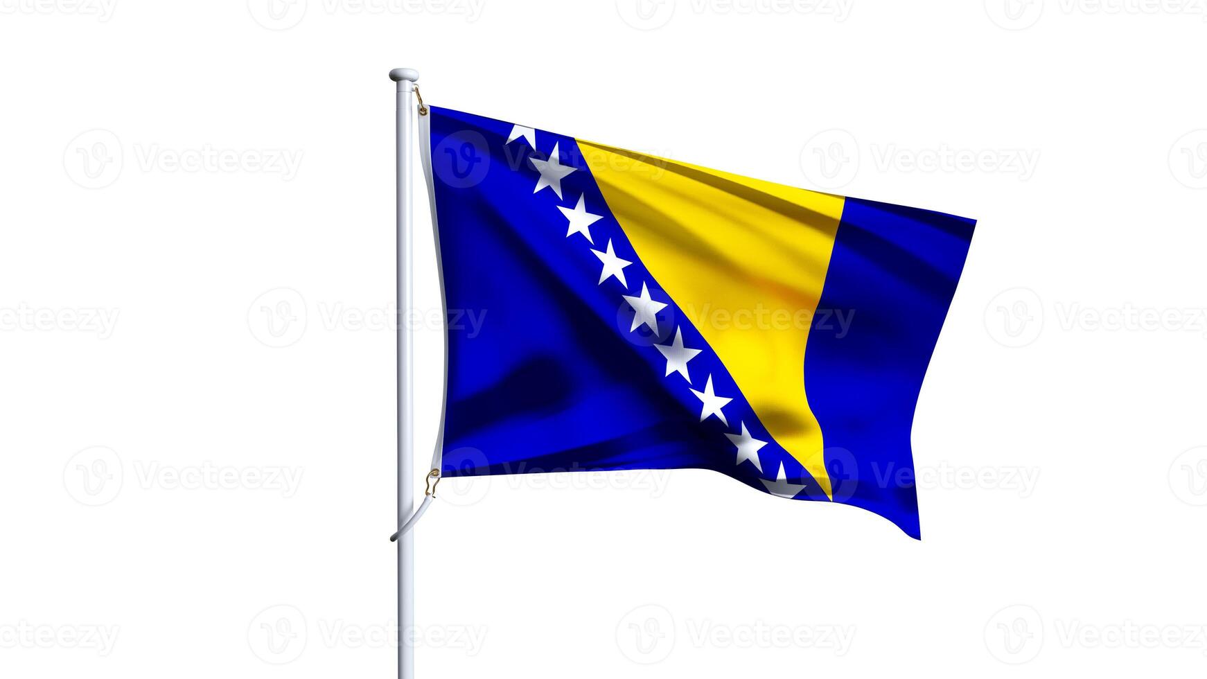 3D render of herzegovinian flag isolated on white background, waving flag of herzegovinian photo