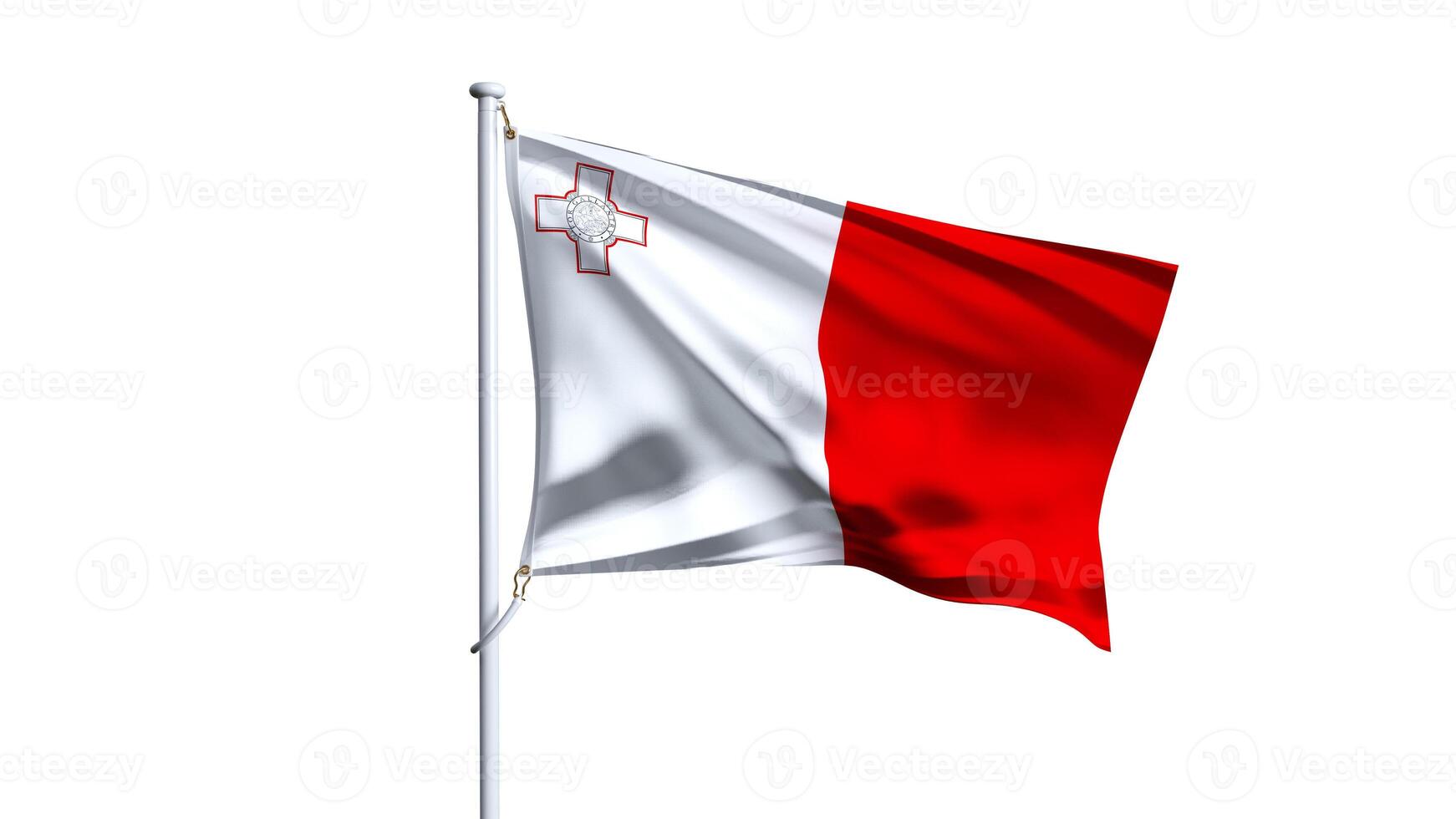 Waving flag of malta isolated on white background. photo