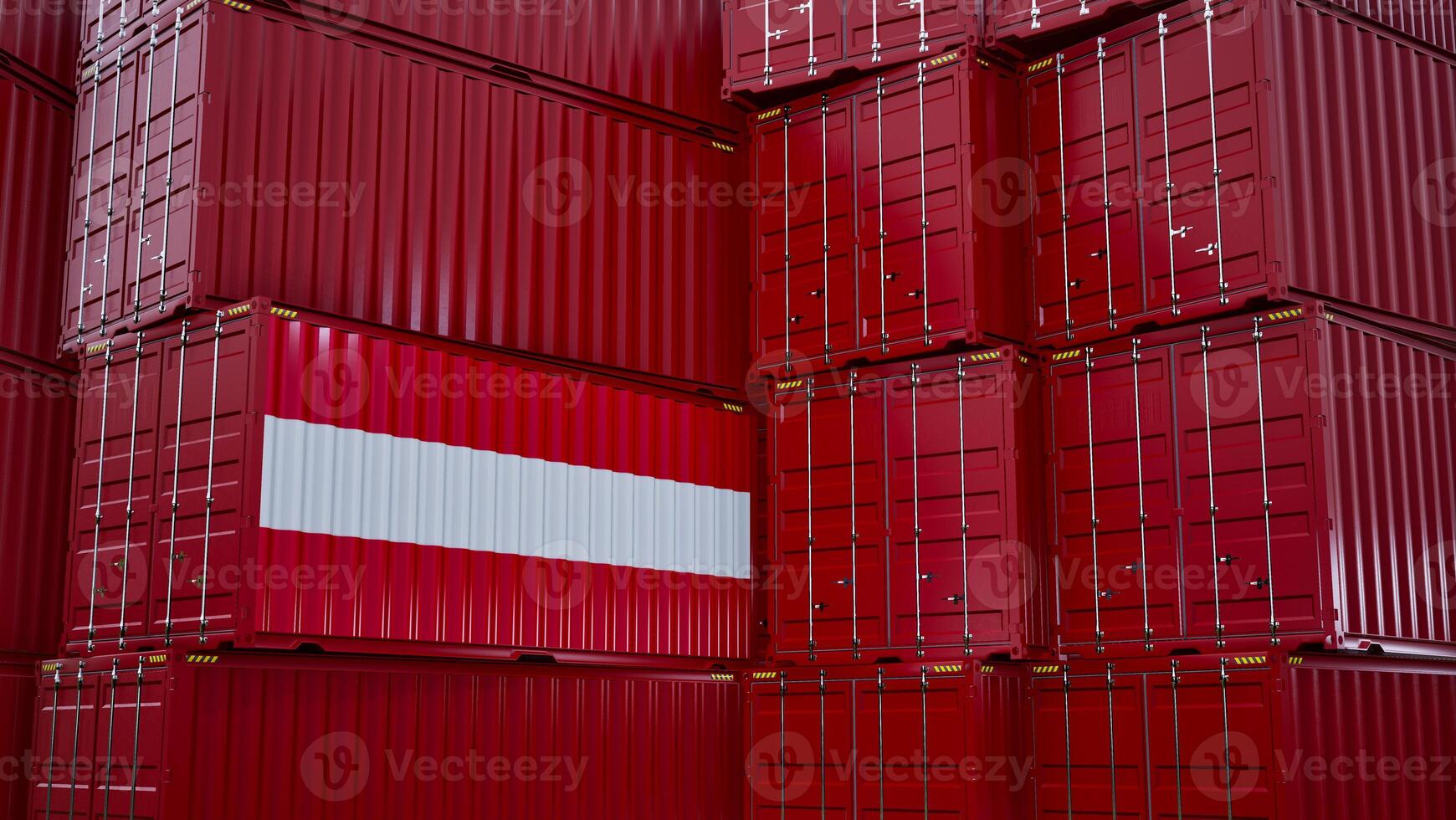 Cargo shipping container with austria flag. shipping and freight transportation of austria concept. photo