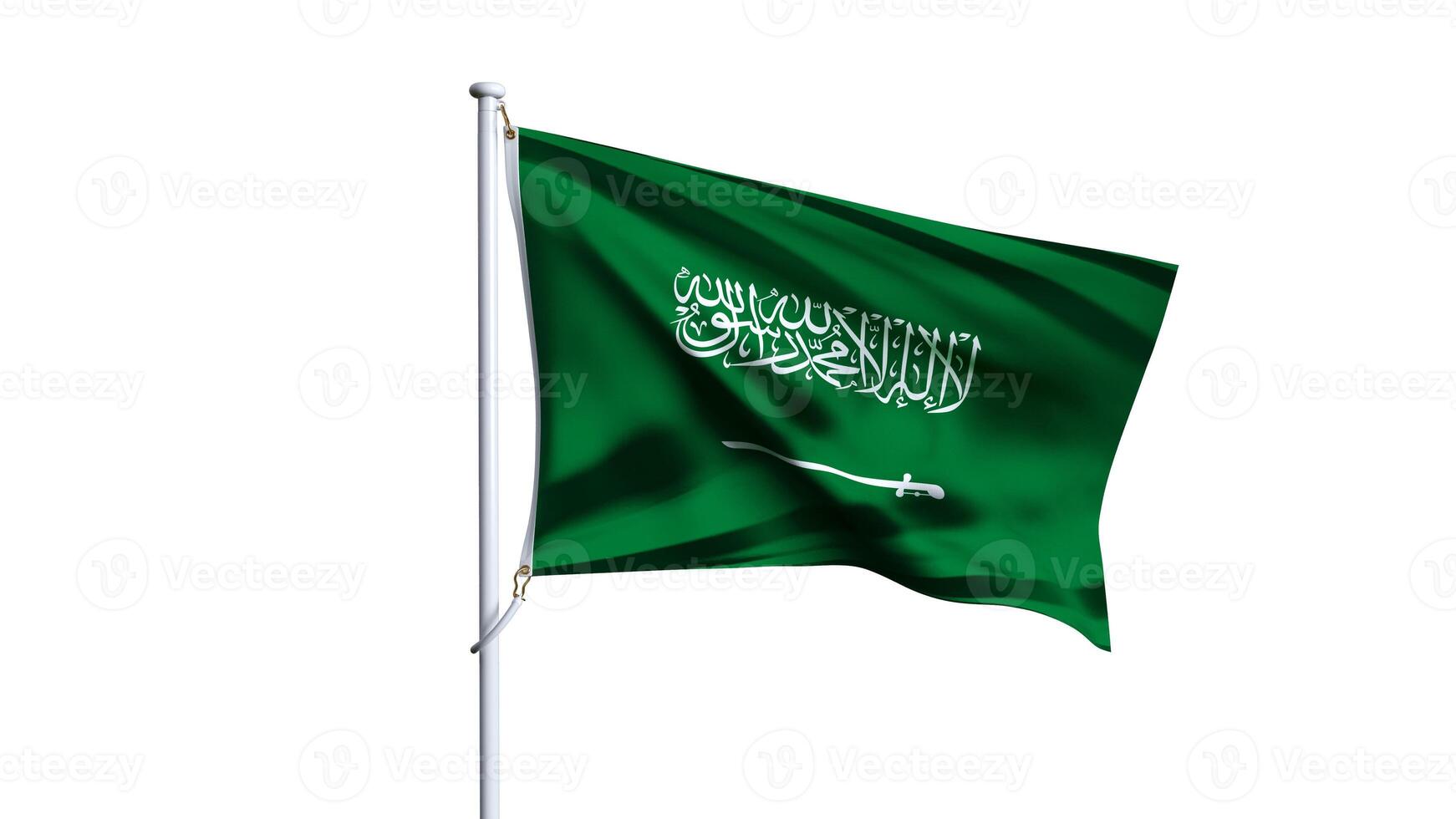 Waving flag of saudi arabia isolated on white background. photo