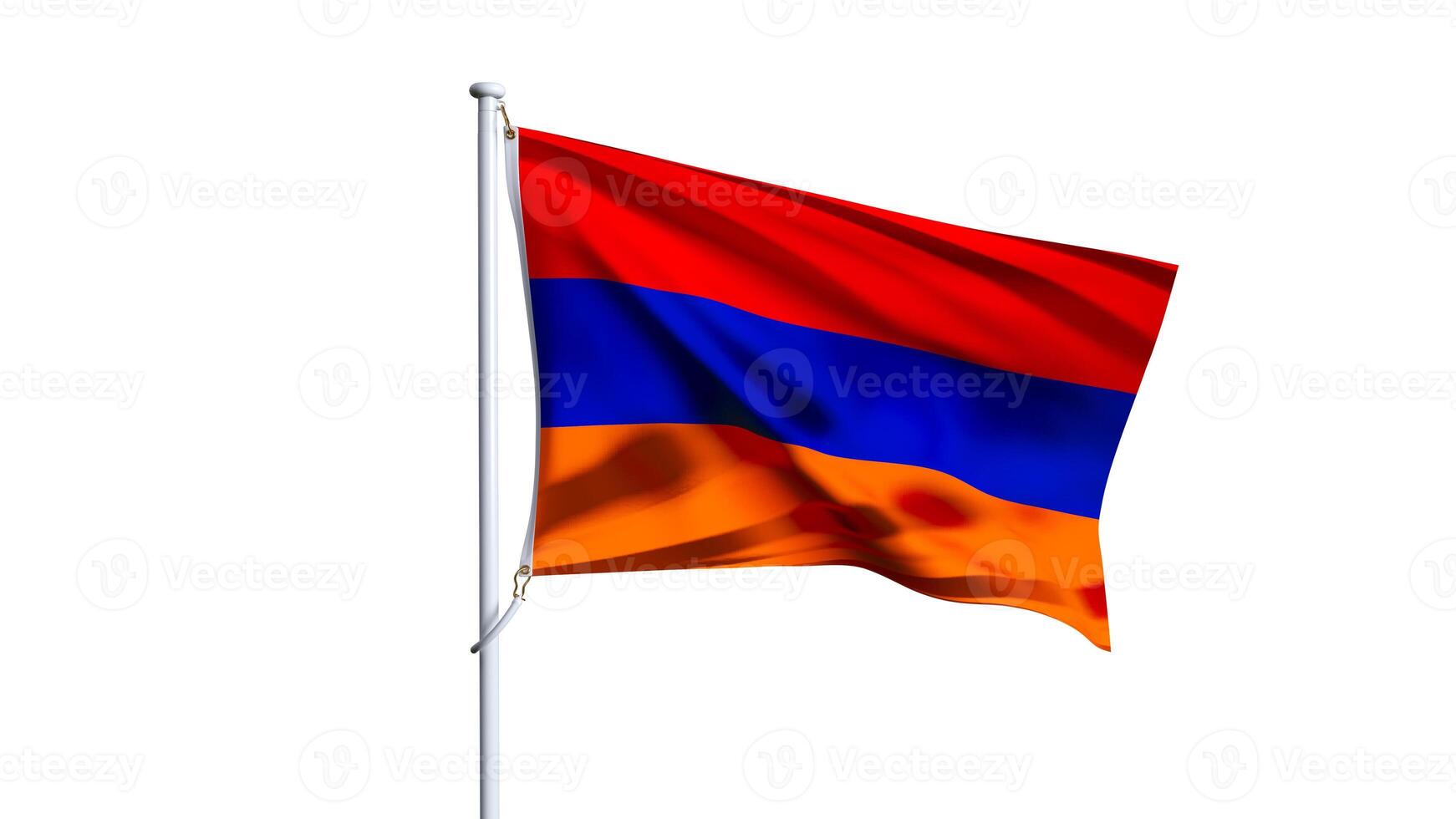 Armenia flag fluttering in the wind on white background, Armenian wavy realistic flag photo