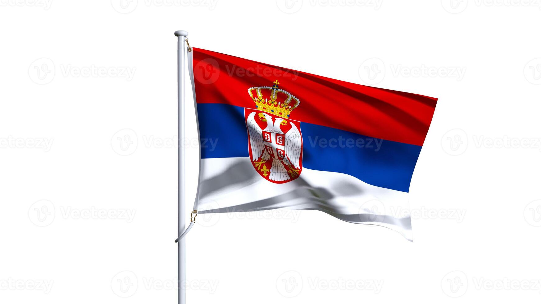 Waving flag of serbia isolated on white background. photo