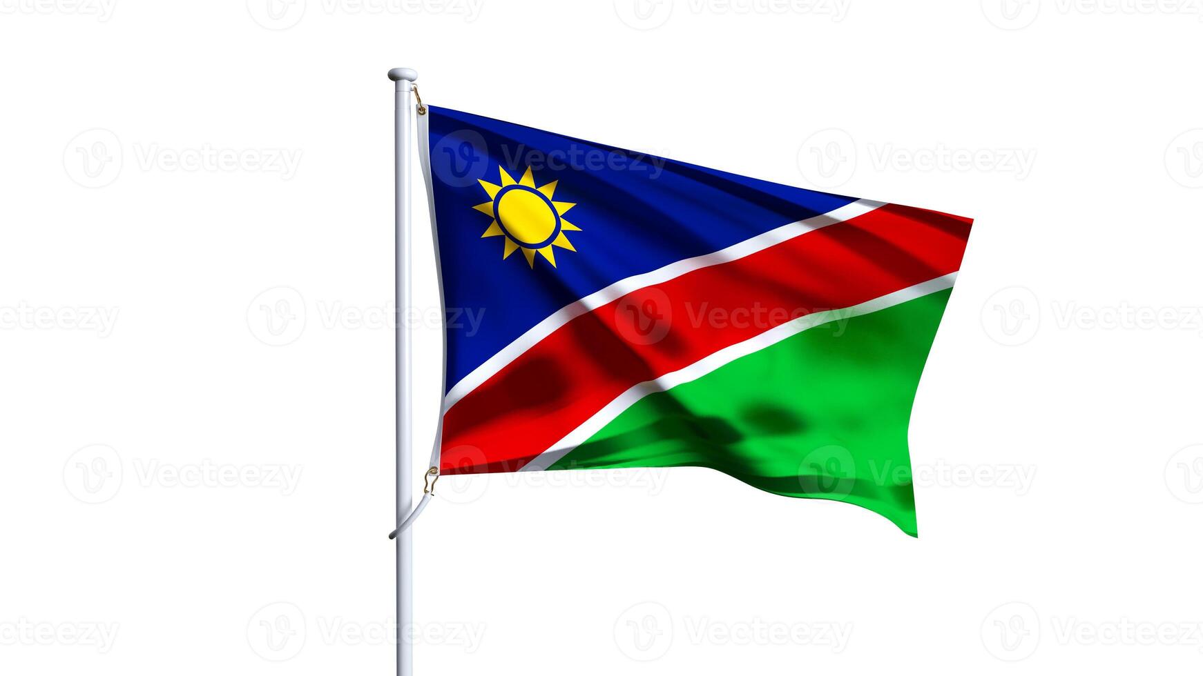 Waving flag of namibia isolated on white background. photo