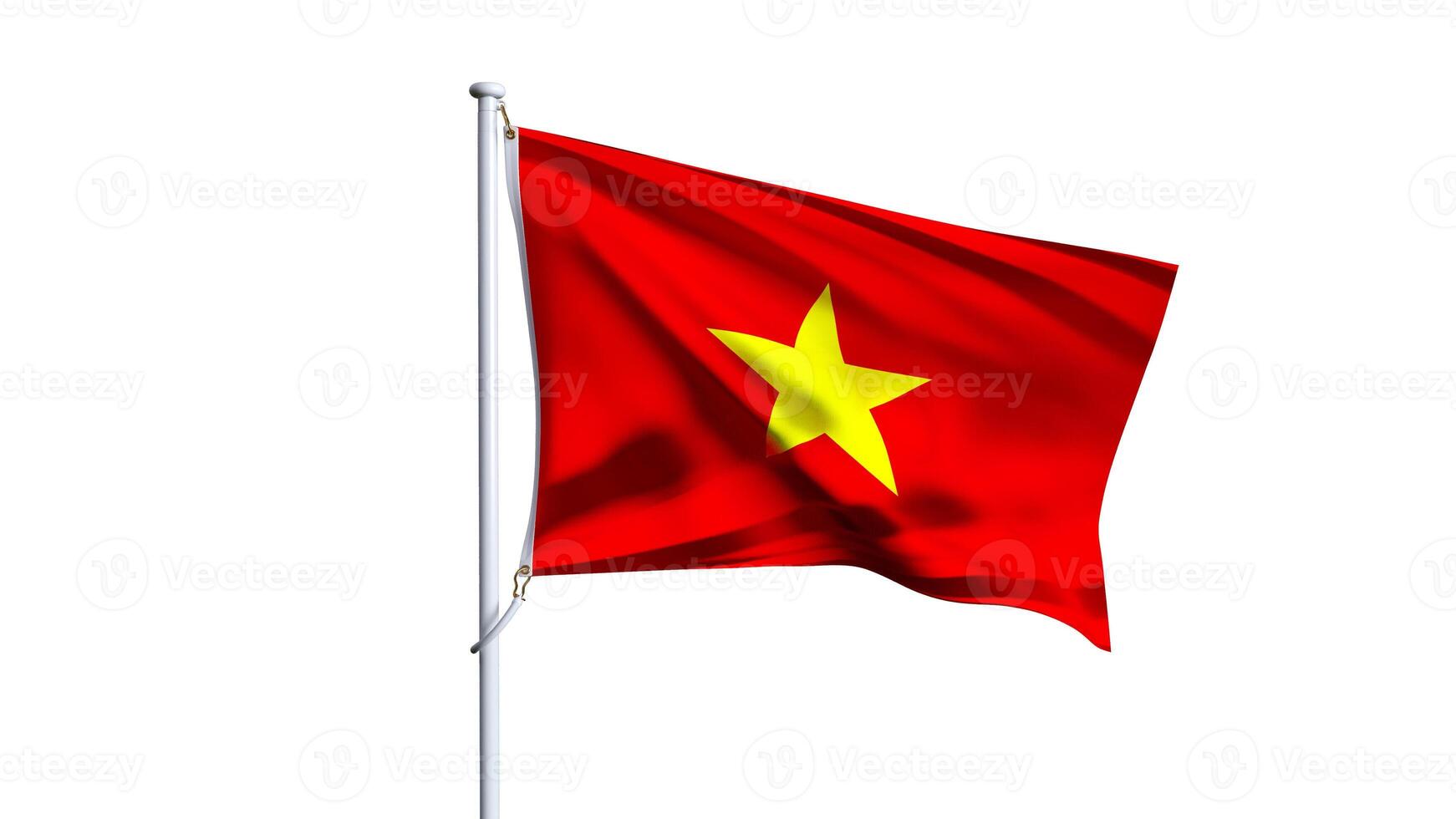 Waving flag of vietnam isolated on white background. photo