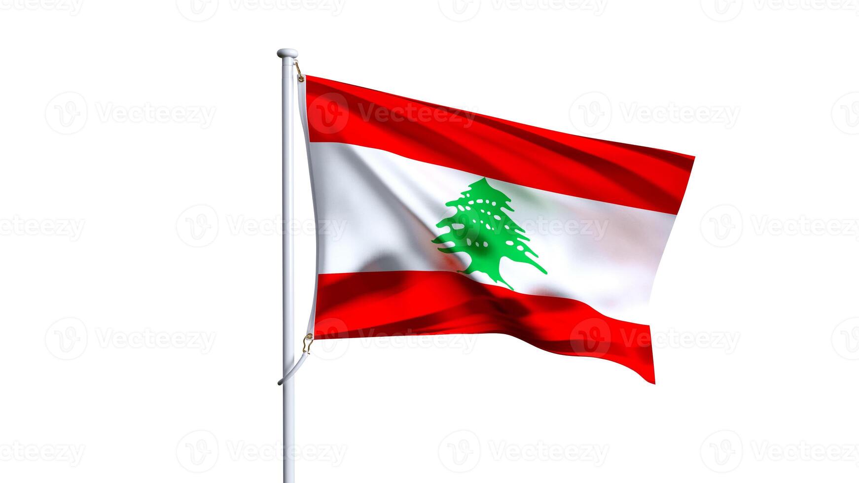 Waving flag of lebanon isolated on white background. photo