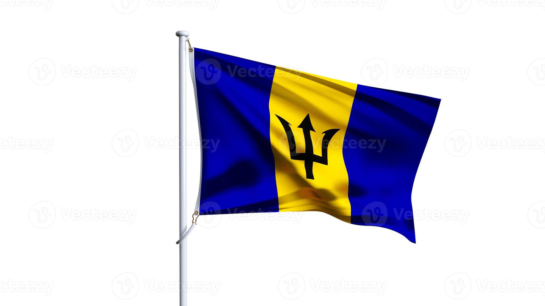 barbados flag fluttering in the wind on white background, barbados wavy realistic flag photo