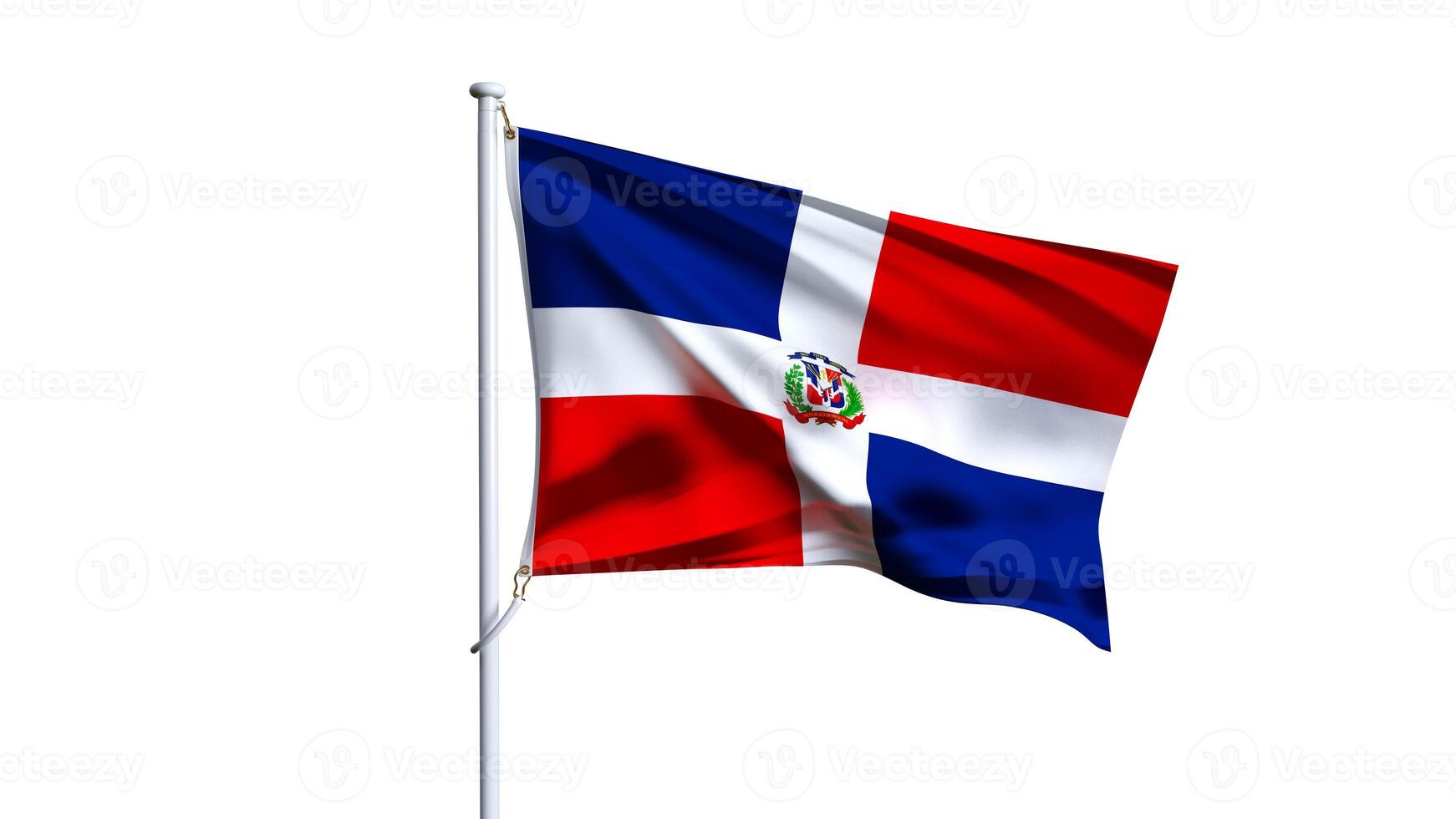 Waving flag of dominican republic isolated on white background. photo