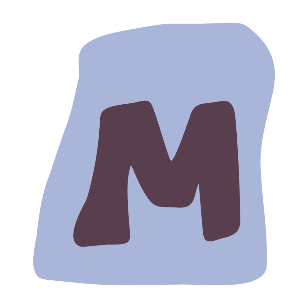 a cartoon letter m with a purple background png
