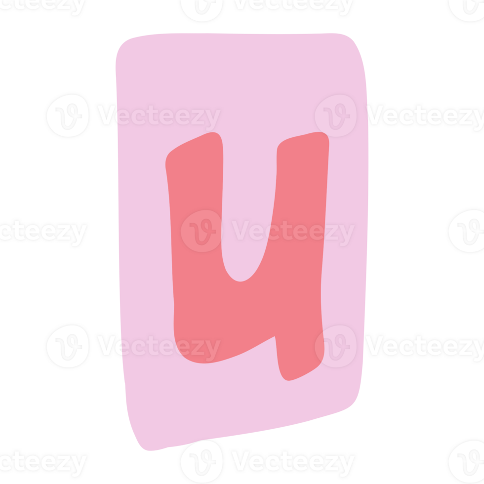 a pink letter u with a red outline png