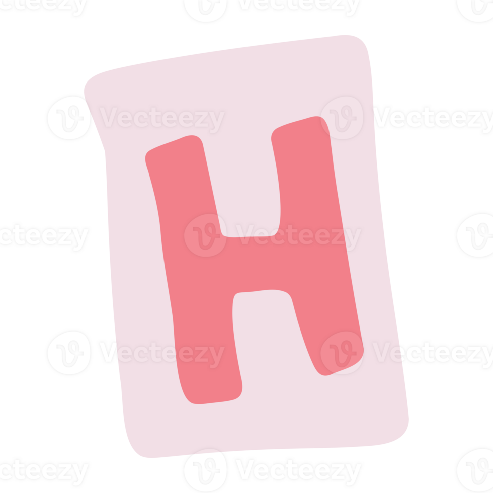 a pink letter h with a red heart on it png