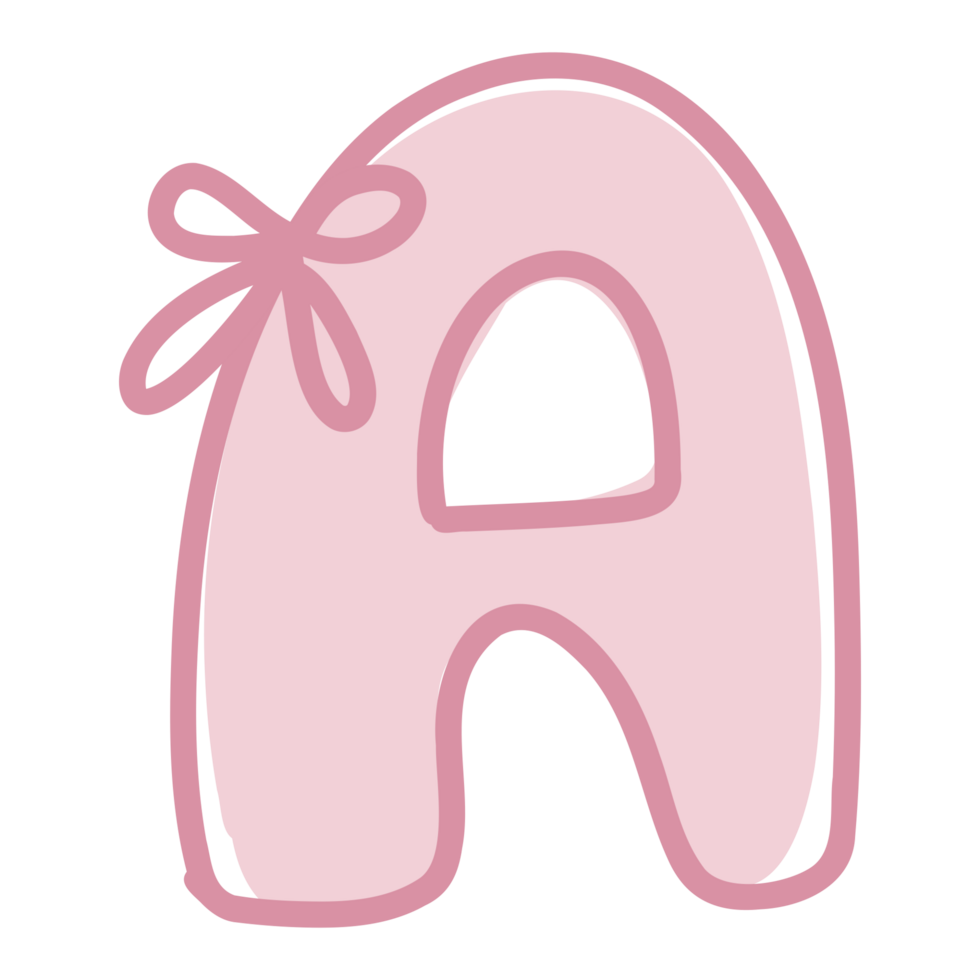 a pink letter with a bow on it png