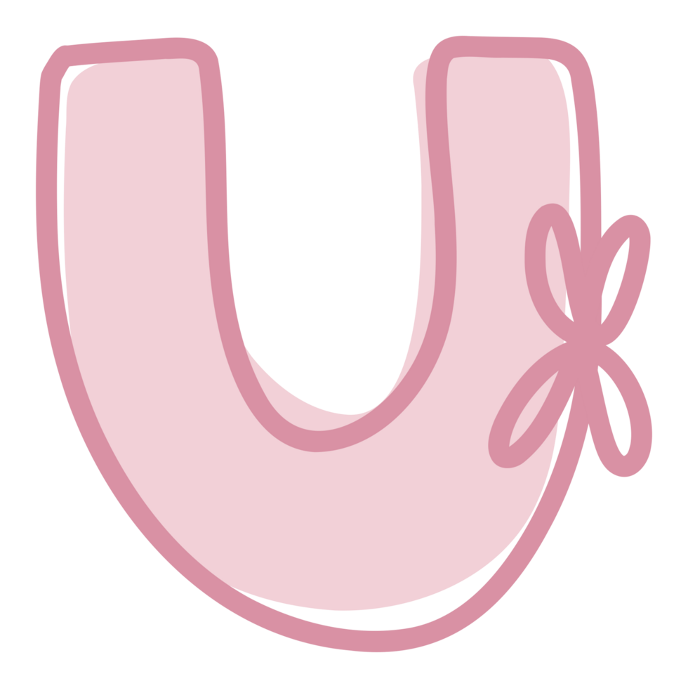 U alphabet with pink bow png